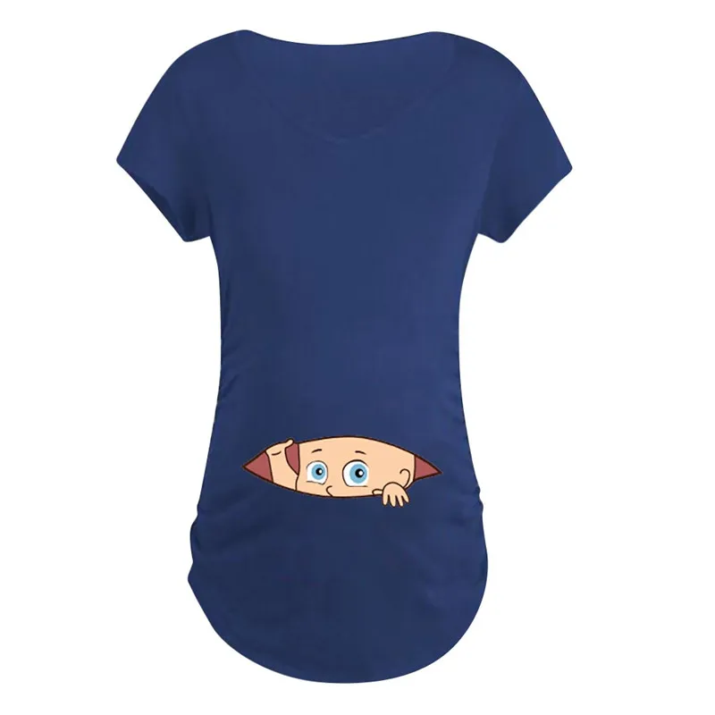 Telotuny/Одежда для беременных; женская короткая Футболка для беременных; топы с героями мультфильмов; Одежда для беременных; одежда с принтом для беременных женщин; May28 - Цвет: Blue