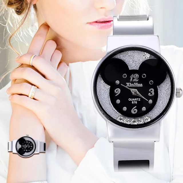 Fashion bangle watches Women quartz Brand Xinhua mice mouse rat stainless steel Fashion bangle watches Women quartz Brand Xinhua mice mouse rat stainless steel