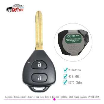 

KEYECU Remote Car Key replacement Fob 2 Button 433MHZ 4D70 chip for Toyota Yaris 2005 2006 2007 2008 2009 2010 2011 P/N: B42TA
