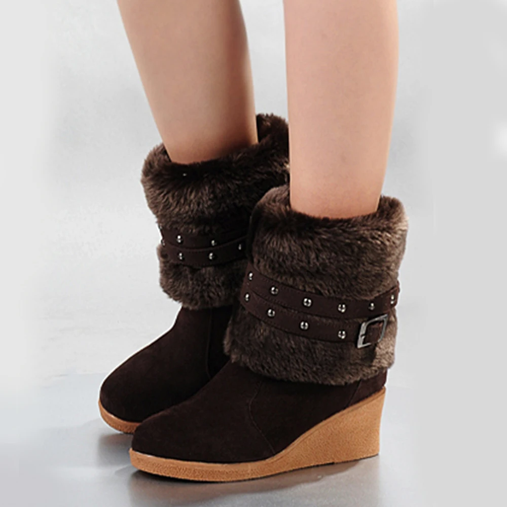 

KARINLUNA big size 43 dropship wholesale warm plush women snow boots shoes woman comfort wedge heels russia winter shoes boots