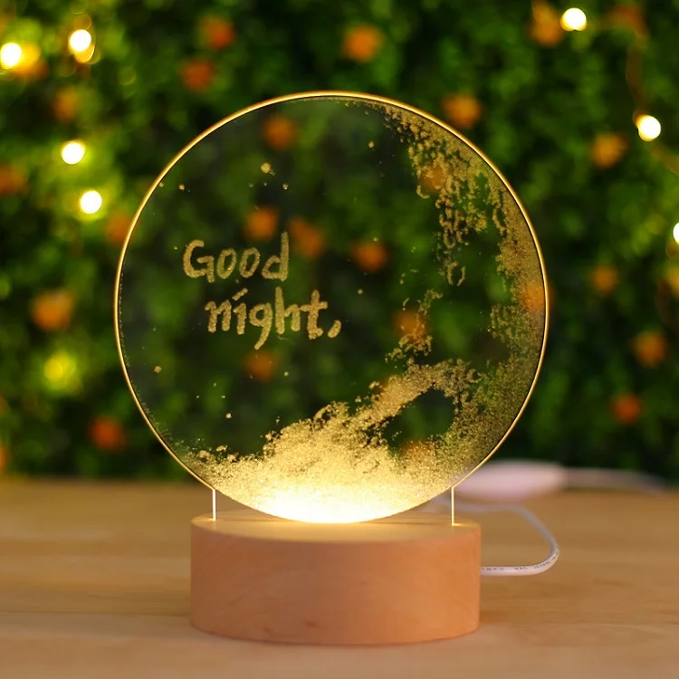 Деревянный 3D настольная лампа 8 видов стилей с USB питанием акриловая Иллюзия атмосферное освещение сенсорный домашний Декор Спальня подарок светодиодный ночник - Цвет корпуса: goog night