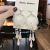 FYUAN-pendientes de gota de cristal con borla larga para mujer, bisutería de estilo coreano, Pendientes colgantes de perlas de mariposa blanca, regalos de joyería ► Foto 3/6
