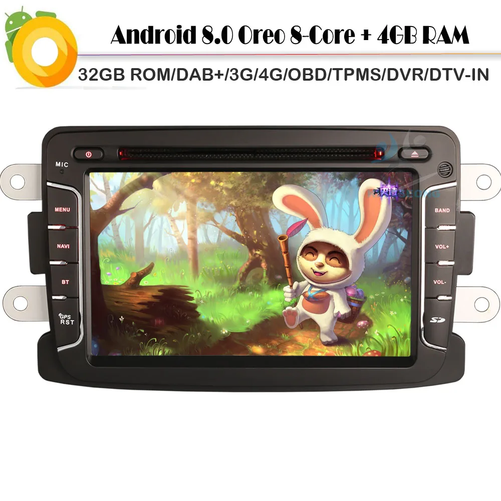 DAB+Autoradio Car Multimedia Player for Renault Dacia Duster TNT Android 8.0 GPS BT DVD WiFi 3G