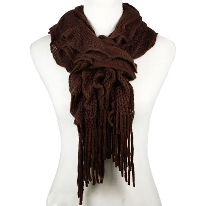 AOLOSHOW, теплые зимние шерстяные вязаные шарфы для женщин, базовые, готовые для рукоделия, Ювелирный шарф для изготовления, базовая шаль, Nl-2076
