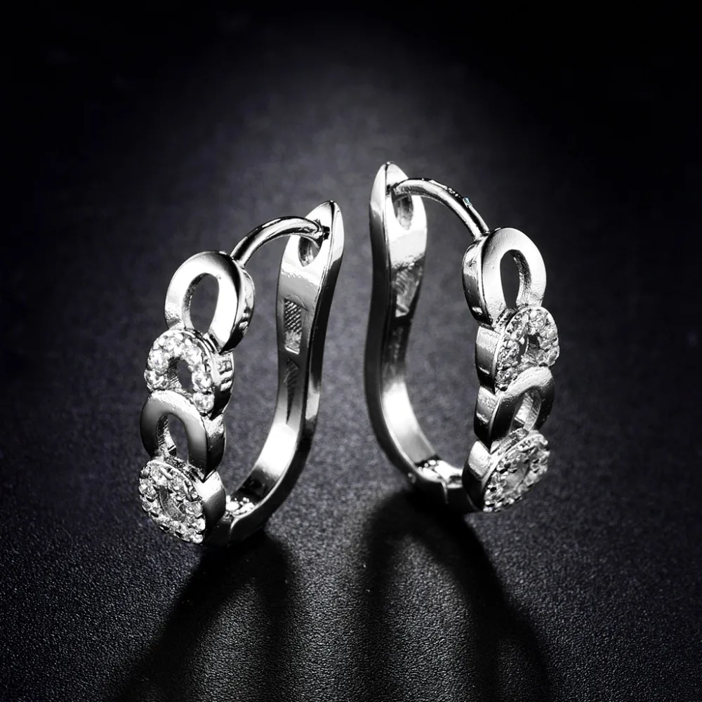 Женские серьги кольца XIAGAO золотого цвета с фианитом и кристаллами E157|hoop earing|hoop