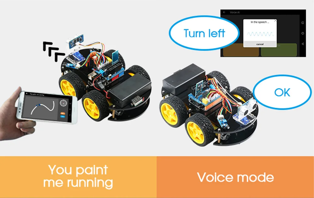 Emakefun para arduino robô 4wd carros app