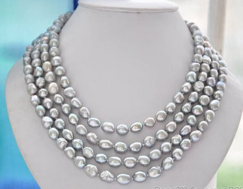 

wan 001657 4strands 8-9mm NATURE GRAY BAROQUE freshwater pearl necklace