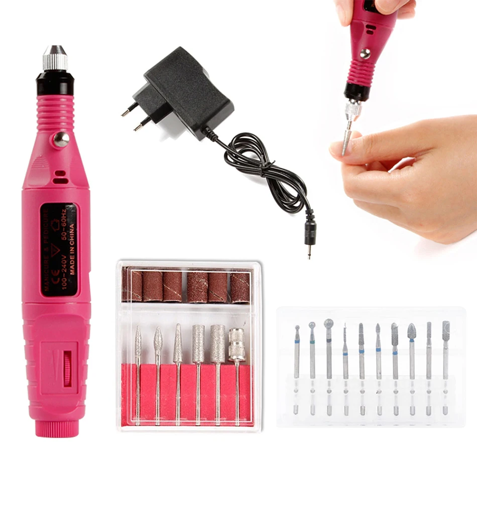 Elétrica do Unha Máquina de Manicure Cortador da Arte do Unha Broca Unha Brocas Conjunto Peças Moinho Lixa Arquivo Polonês Manicure Cortadores 10 3 Brocas elétricas p/ manicure e acessórios
