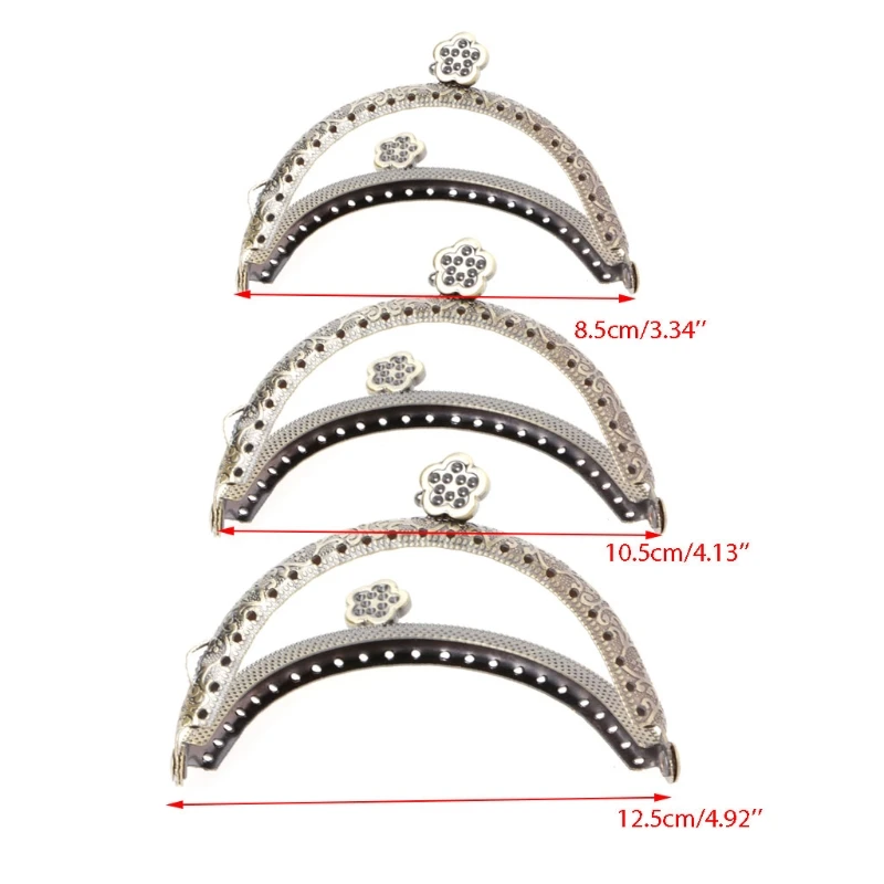 1 шт. Ретро цветок металлическая Рамка Поцелуй застежка для ручки сумки кошелек 8,5 см/10,5 см/12,5 см