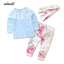 Baby Girl Clothing Sets 2018 New Fashion Children Girls Clothes Lace Neck Tops+Pant+Headband 3PCS Toddler Kids Clothing Sets Baby Girl Clothing Sets 2018 New Fashion Children Girls Clothes Lace Neck Tops+Pant+Headband 3PCS Toddler Kids Clothing Sets