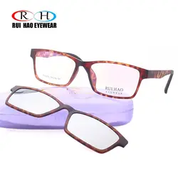 Руи Хао очки Leopard Оптический оправа для очков Мужская оправы для очков по рецепту поляризованные очки солнцезащитные очки клип на