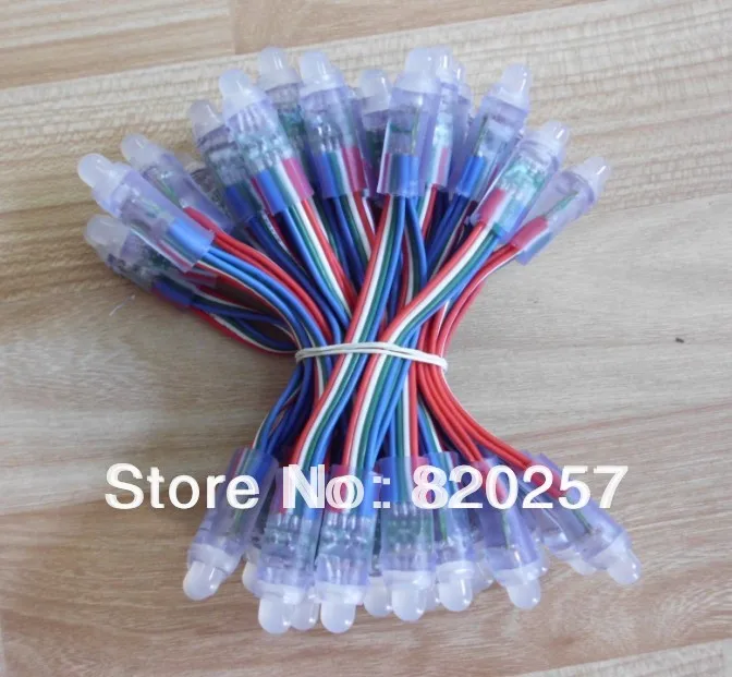 

Free shipping 50pcs string 12mm led pixel module IP66 DC5V input 0.3W RGB color changing