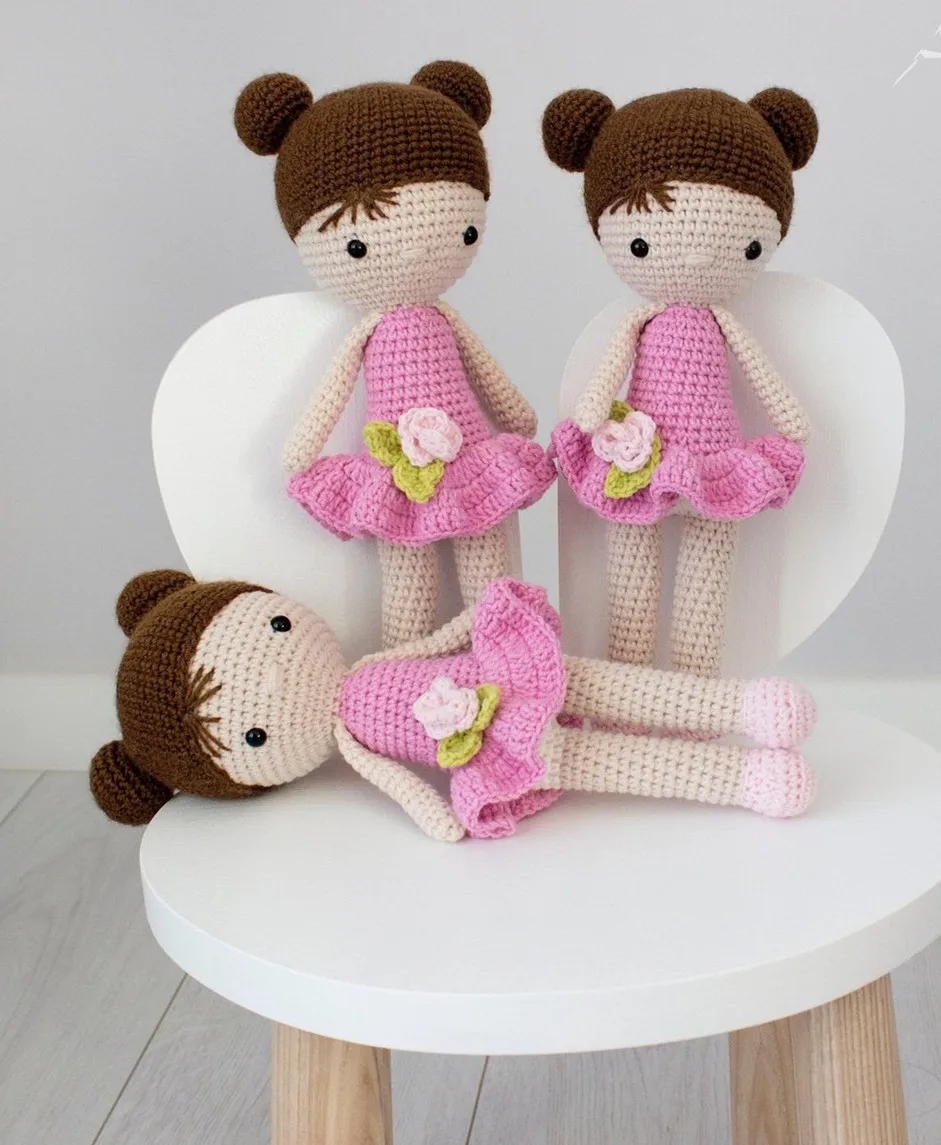 Crochet doll,Amigurumi doll,Knitted toy,Baby toys,Knitted doll,Gift for girls, Crochet Doll in pink dress, ,Beautiful doll, stuffed doll