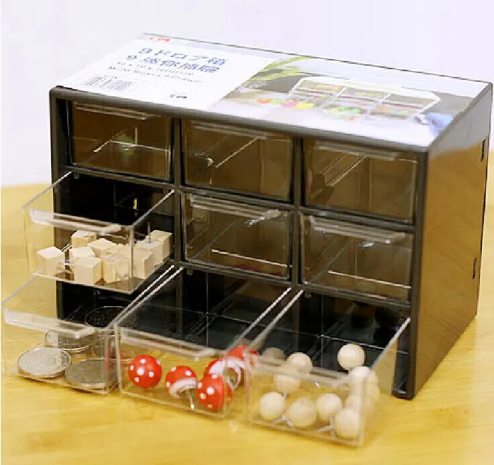 

Creative 9 Jewelry Plastic Storage Box Mini Debris Cabinets Lattice Portable Amall Drawer Sorting Grid Desktop Office Supplies