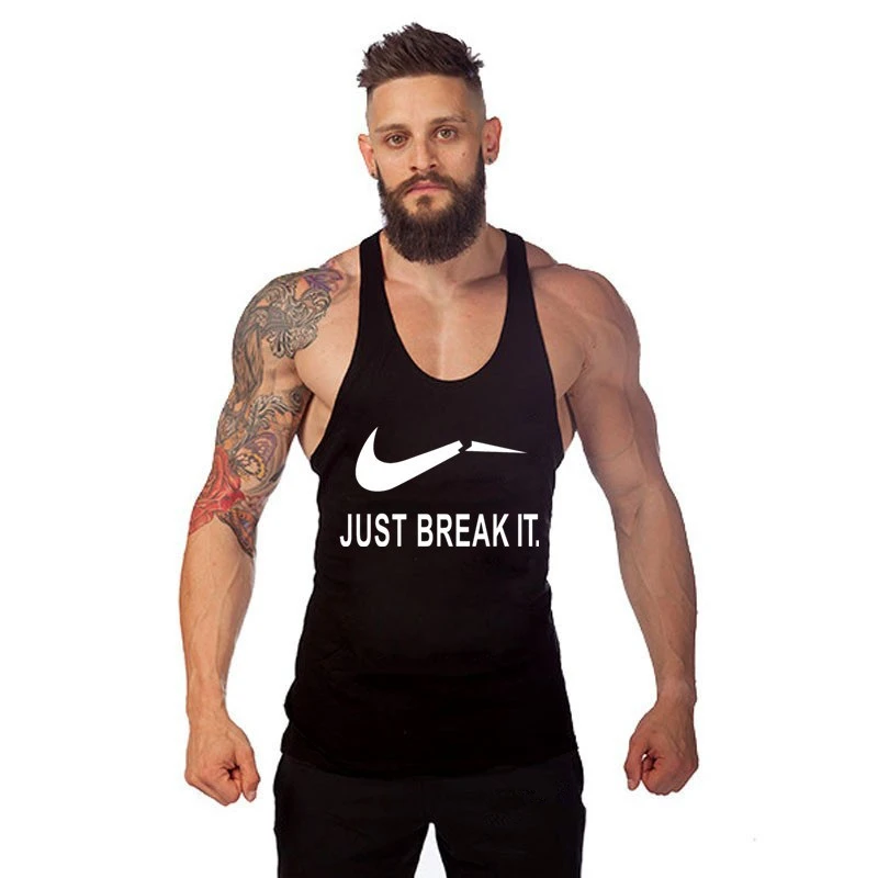 

JUST BREAK IT Tank Top Men Bodybuilding Clothes Cotton Tanks Male Muscle Stringer Singlets Fitness Sleeveless Undershirt