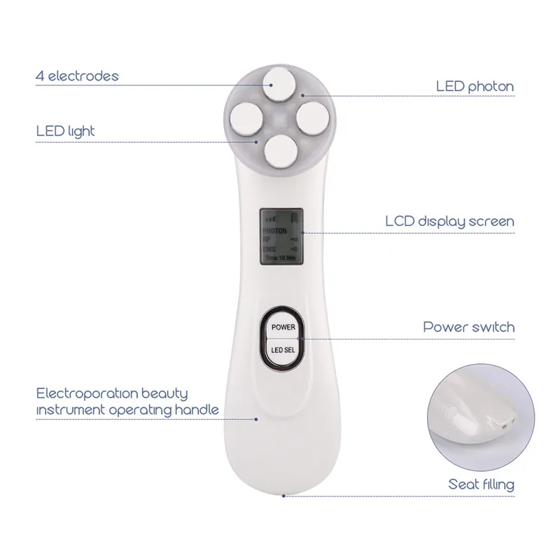 Cuidados com a Pele Mesoterapia Facial Eletroporação Radiofrequência Led Fóton Face Lifting Apertar Rugas Remoção Rosto Massageador 36 rf 14 Powered Dispositivos De Limpeza Facial