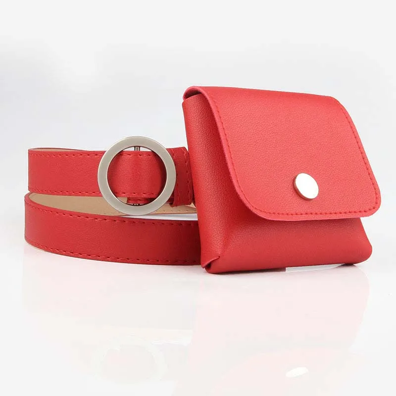 

Fashion new personality non-porous round buckle thin belt pocket female casual key purse belt belt