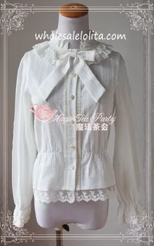 

Classic White Full Sleeves Lolita Blouse with Removable Bow Lolita Shirt Gothic Blouse Custom Made Blouse