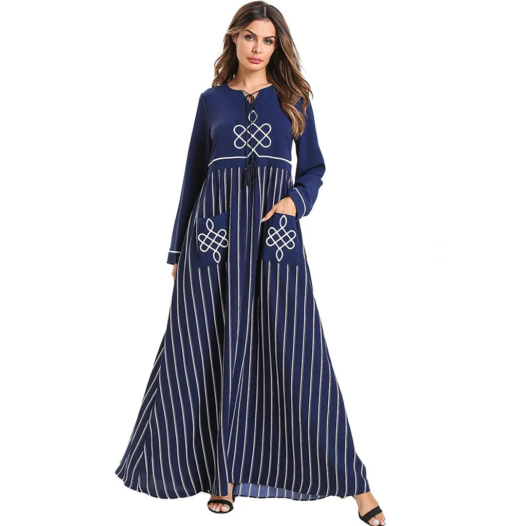 

Muslim Dress Women 2019 new O-Neck Women's Dress clothes National Robe Abaya Islamic Muslim Middle Eastern Long Dress ramadan