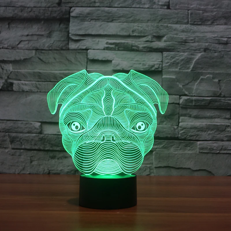 Cute Pug Dog Night Light Baby Animal Led Lights Table Lamps For Home