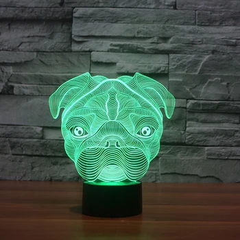 

Cute Pug Dog Night Light Baby Animal Led Lights Table Lamps For Home Decor Promotional Gifts For kids