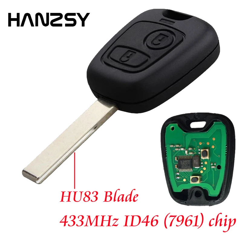 

2 Buttons 433Mhz For PEUGEOT 207 307 Car remote control Key with groove Blade ID46 Chip PCF7941 Remote Car key Shell Replacement