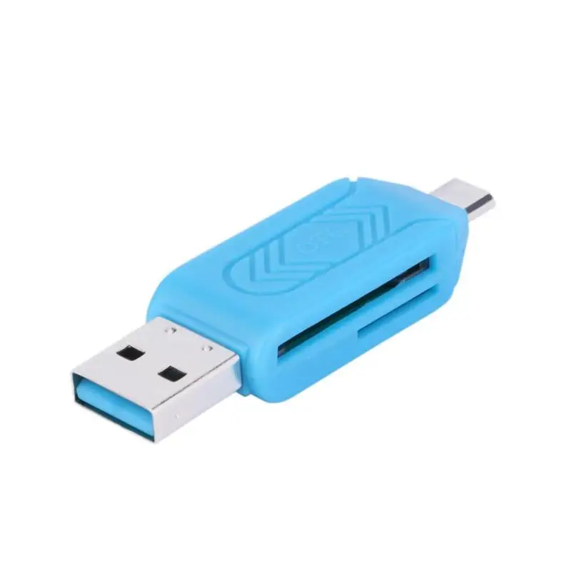 Мини USB 2,0 Micro USB кардридер для Micro SD карты TF карта адаптер Plug& Play красочный выбор для ноутбука ПК для Xiaomi Andriod - Цвет: Синий