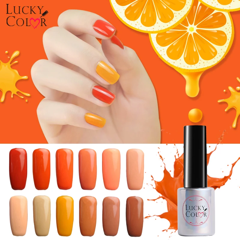 Lucky color, 12 цветов, оранжевый, серия, Гель-лак для ногтей, высокое качество, долговечный, впитывается, УФ светодиодный для маникюра ногтей, инструменты, 10 мл