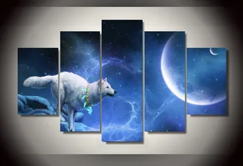 

magic white wolf Group Painting children's room decor poster picture canvas Home Decorative Art Picture Paint on Canvas Prints