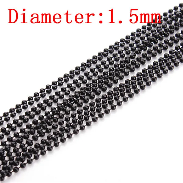 XINYAO 10m/lot 1.2 1.5 2 mm Gold/Black Color Metal Ball Bead Chains