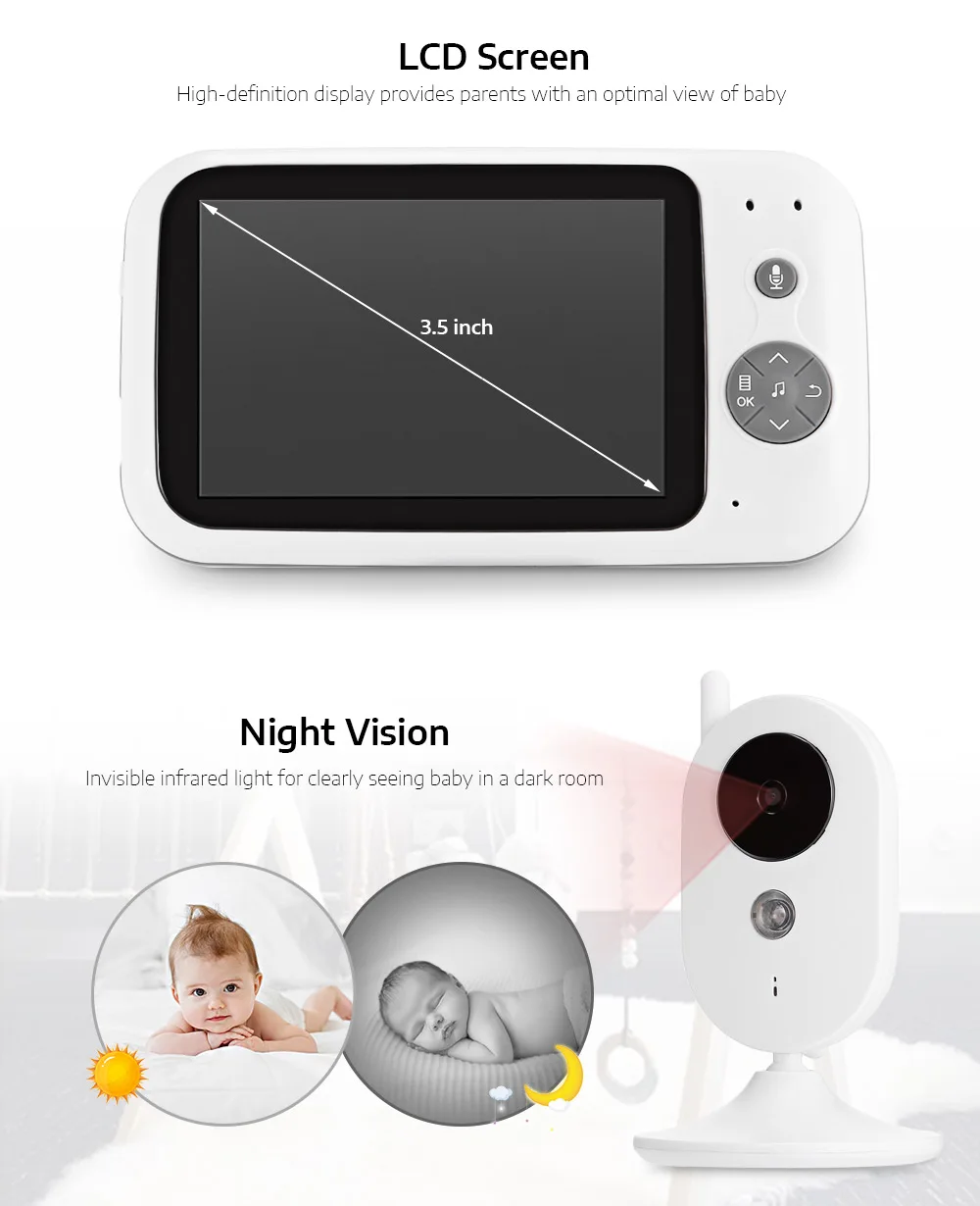 Дропшиппинг 3,5 дюймов беспроводной видео детский монитор безопасности 2 способа контроля температуры Talkie няня