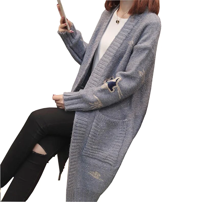 Best Price 2018 Spring Autumn Women Sweater New Style Fashion Mid-Long Knitting Coat Cardigan Loose Plus Size Female Thick Casual Jacket