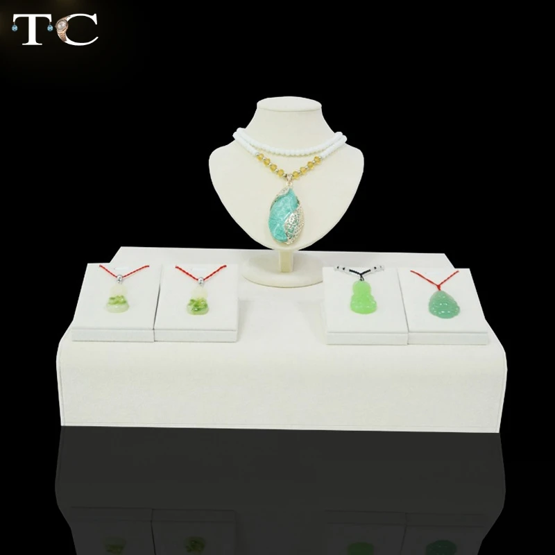 Jewelry Display Showcase Beige Velvet Holder for Necklace Bust Pendant Stand Rack Free EMS | Украшения и аксессуары