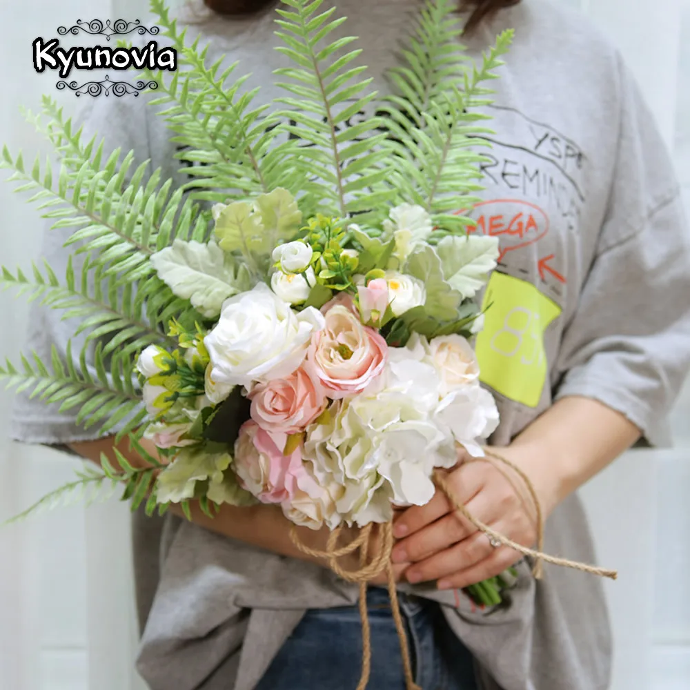 

Kyunovia White Wedding Bouquet Palm Wedding Flowers Tree Boho Wedding Bouquets ramos de novia artificiales Bride bouquet D134