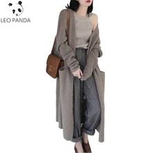 Женский длинный кардиган размера плюс, новинка, осенний свитер с длинным рукавом размера плюс, женский свитер с карманами, женская трикотажная куртка, топы