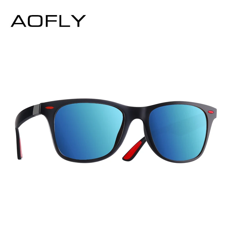 AOFLY, дизайн, ультралегкие, TR90, поляризационные солнцезащитные очки, для мужчин и женщин, для вождения, квадратный стиль, солнцезащитные очки, мужские, очки, UV400, Gafas De Sol - Цвет линз: C6Matte Blue Mirror