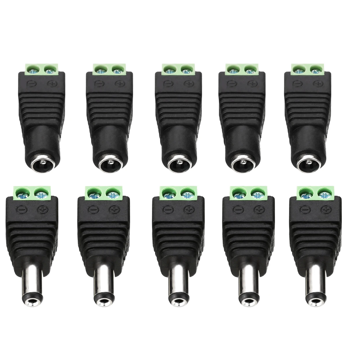 10pcs DC Power Jack Plugs Male / Female Power Connector Adapter Plug Jack Socket For CCTV Cable 12V
