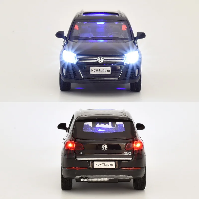 Литые модели автомобилей 1:32 литые из сплава внедорожники Volkswagon Tiguan мигающие
