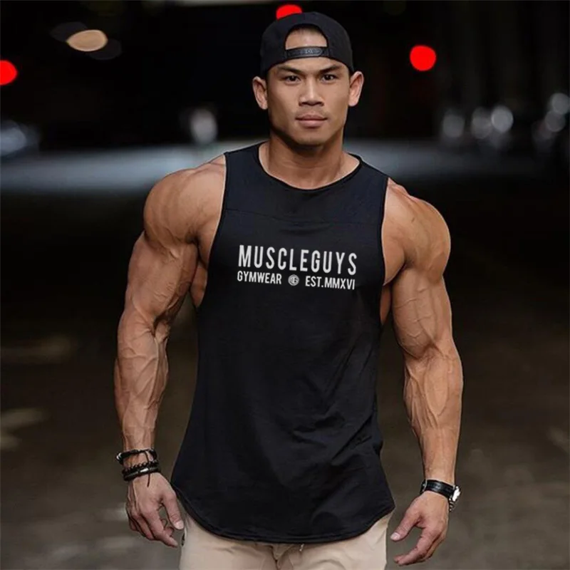 

New Bodybuilding Clothing Fitness Stringers Sleeveless T Shirt Men Running Vest Gym Tank Top Muscle Undershirt Sport Tanktop