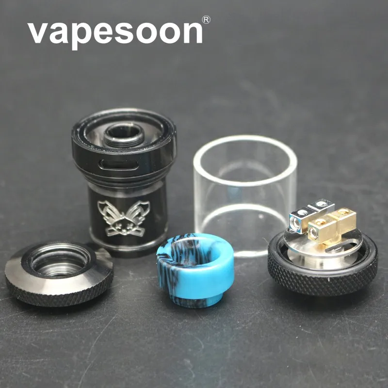 VapeSoon новейший распылитель Dead Rabbit 25 мм RTA 2 мл/4,5 мл с капельным наконечником из смолы одинарный/с двойной катушкой перестраиваемый Vape испаритель черный и серебристый