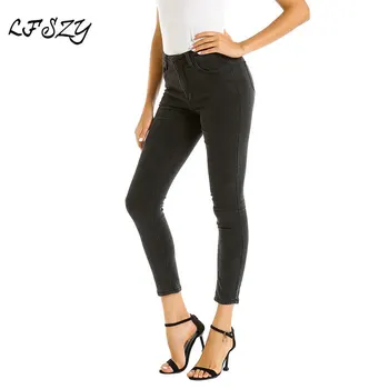 

Women's Jeans 2019 New Modis Women's Stretch jeans Fashion Street Black Denim trousers More Size S-L XL