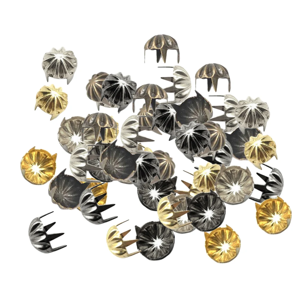 50pcs Metal Pumpkin Studs Claw Rivet Leathercraft Punk for Bags Jeans Belt Decoration