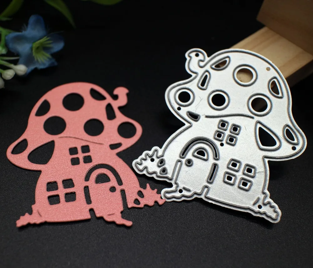 

2018New Mushroom House Metal Cutting Dies Hollow House For Child DIY Scrapbooking Album Paper Decorative Craft in 2018 New