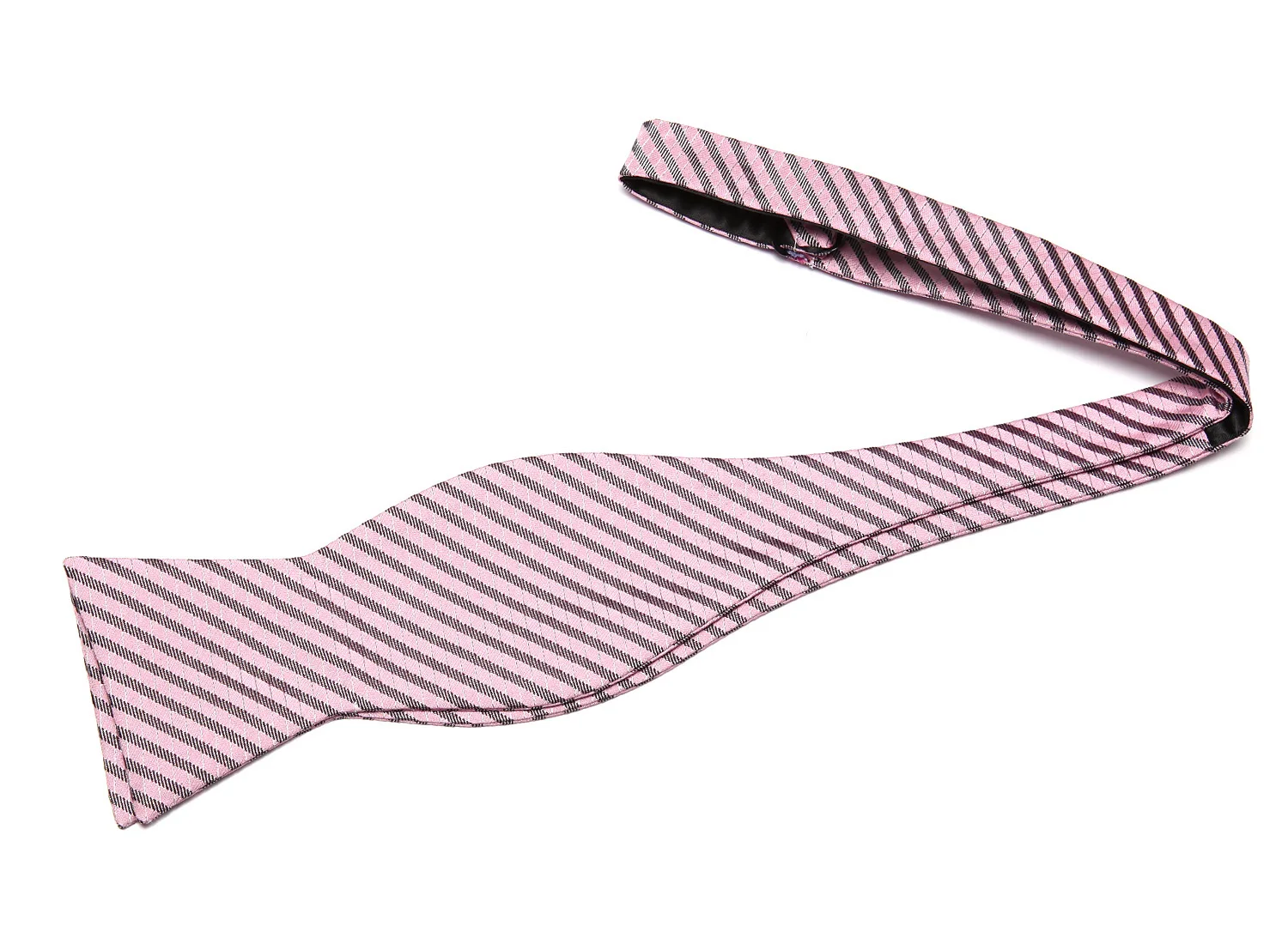  BS602KS Pink Gray Stripe Bowtie Men Silk Self Bow Tie handkerchief set Wedding Party Pocket Square 