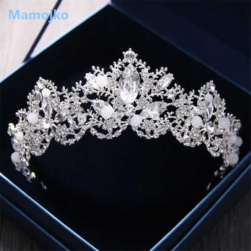 

Mamojko Fashion Good Quality Crystal Princess Lucky Flower Crown Woman Wedding Tiara For Bride Hair Accessoriesy Bijoux 2017 New