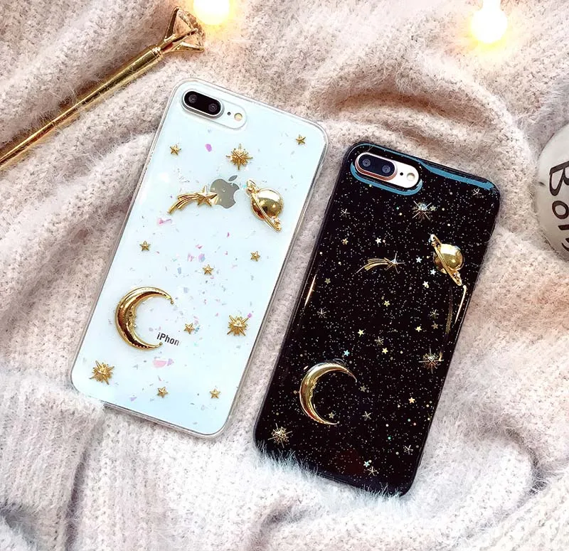 Luxury Shining Phone Case For iPhone XR XS Max Stars Moon Soft TPU Cover 6 6S 7 8 Plus Glitter Cases Coque Fundas |