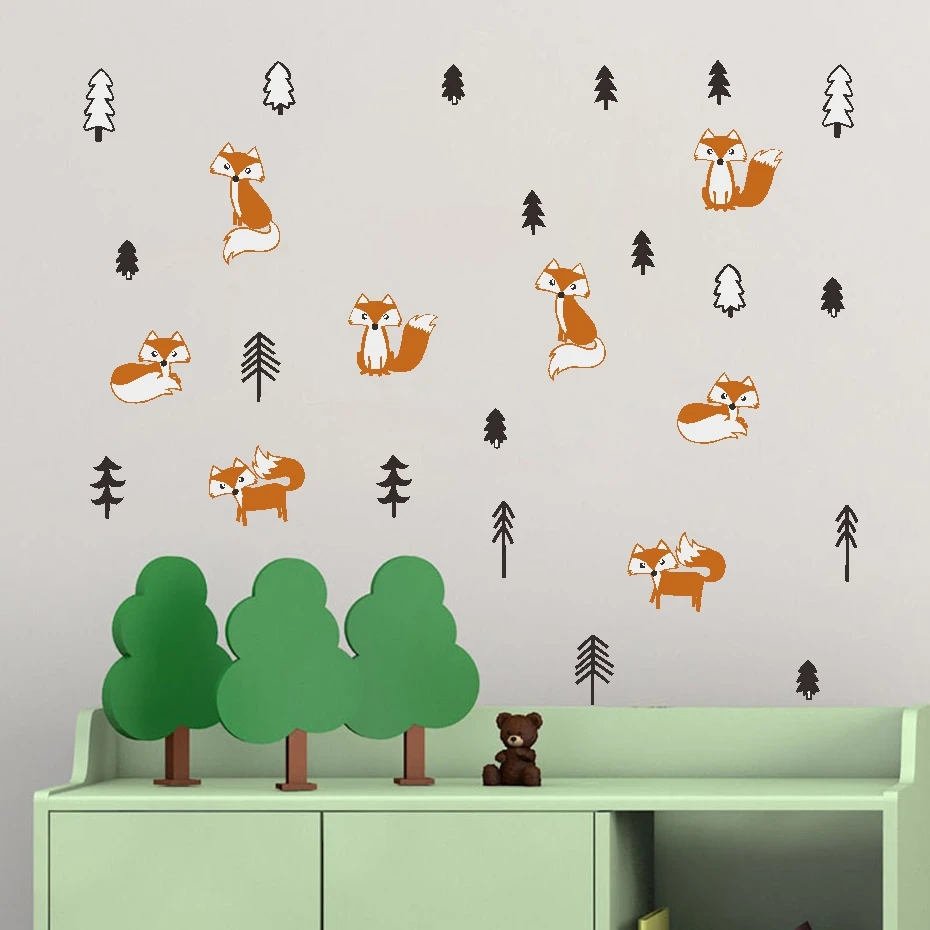 Cute Forest Animal Wall Stickers Kids Nursery Room Decoration Decal Art Home