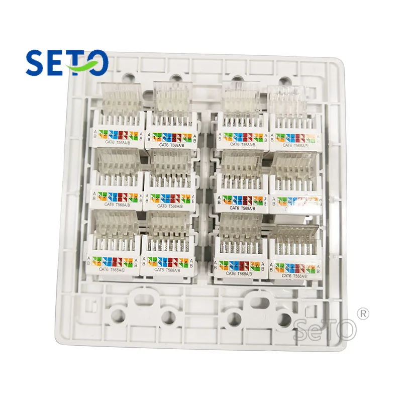 

SeTo 120 Type 12 Ports RJ45 Cat6 Network Lan Socket Panel Outlet Wall Plate Keystone Faceplate
