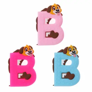 

Letter B Silicone Teethers Baby Teething Nursing Silicone Beads Necklace Pendant Food Grade Pacifier Chain Charm
