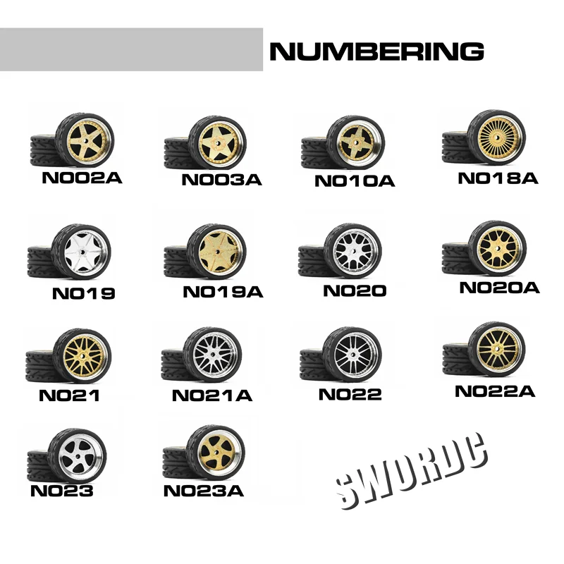 

Vehicle Wheels Tire Modified Alloy Car Refit Wheels For 1/64 Cars Suitable For Some Tomica Cars 4 Wheels One Set